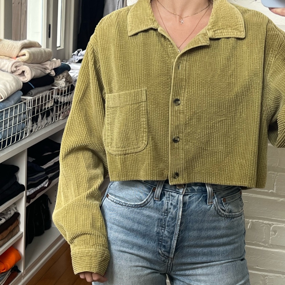 LL Bean Cropped Corduroy Button Down